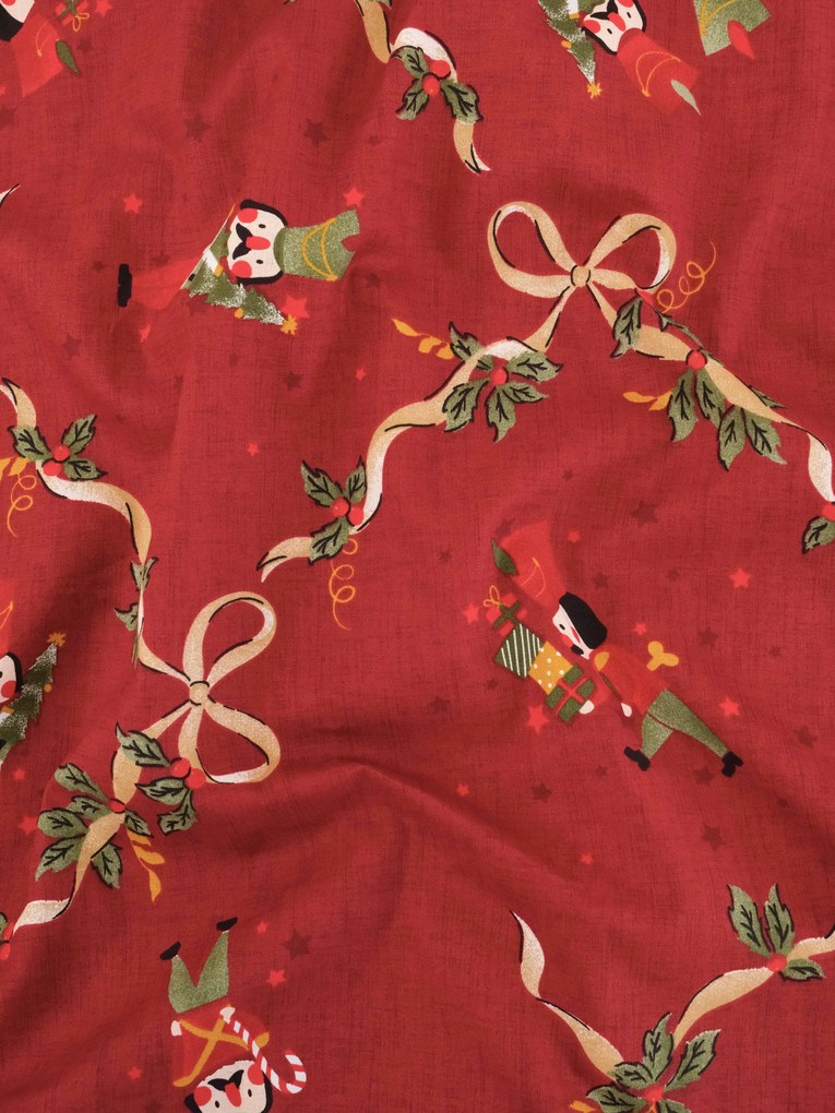 Vianočné bavlnené obliečky Renforcé - Luskáčik červené