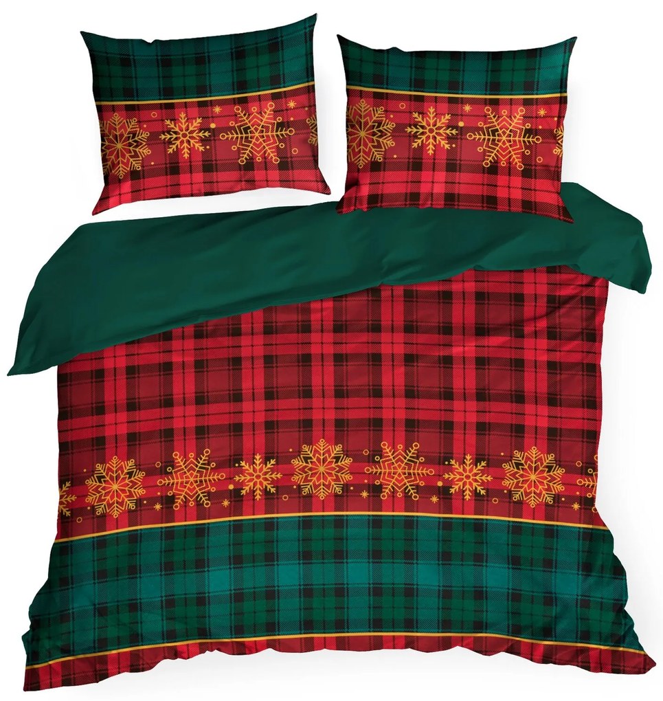 VIANOČNÉ RENFORCÉ OBLIEČKY GLORY 200X220 CM, 2 KS 70X80 CM VZOROVANÉ