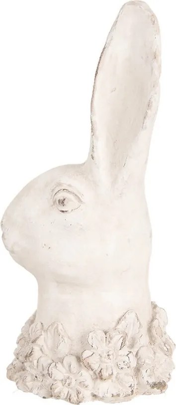 Béžová antik cementová busta králik - 11*11*24 cm