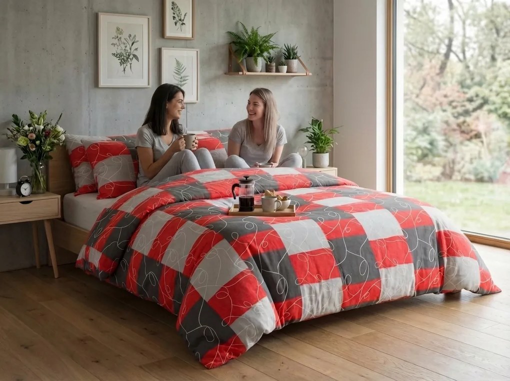 Bavlnené obliečky SQUARES BLEND červené Rozmer obliečky: 70 x 90 cm | 140 x 200 cm