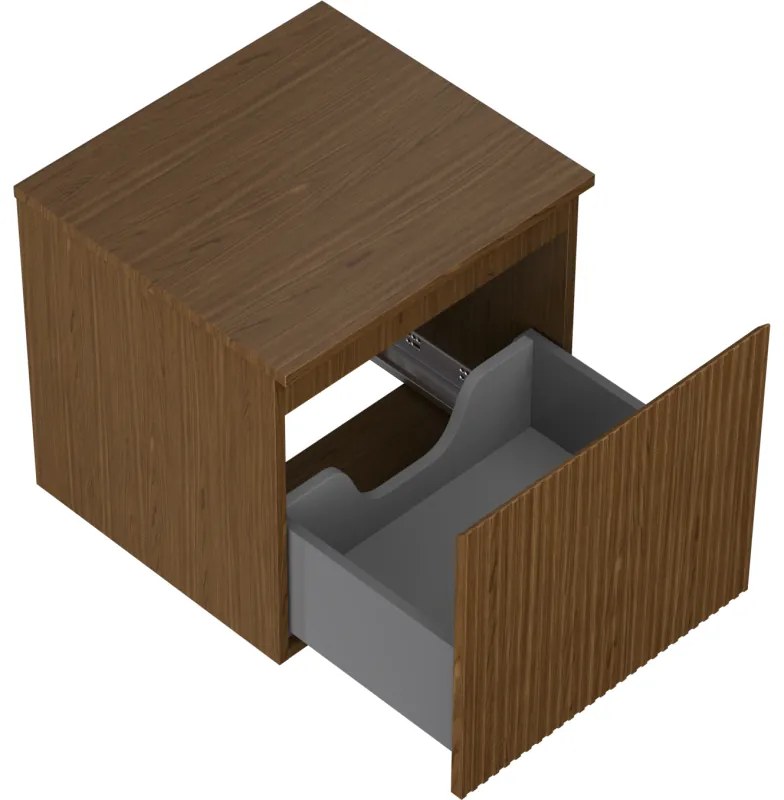 Mexen Rivel, kúpeľňová skrinka 50 cm s hornou časťou, 1 zásuvka, drážkovaná, orech, 91A20-05047-1-BFC86