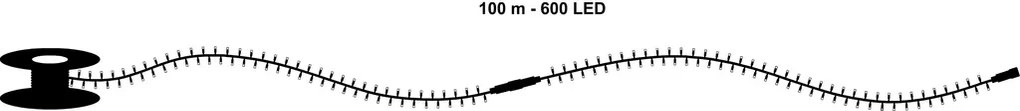 DECOLED LED světelný řetěz FLASH, 100 m, ledově bílá, 600 diod, IP67