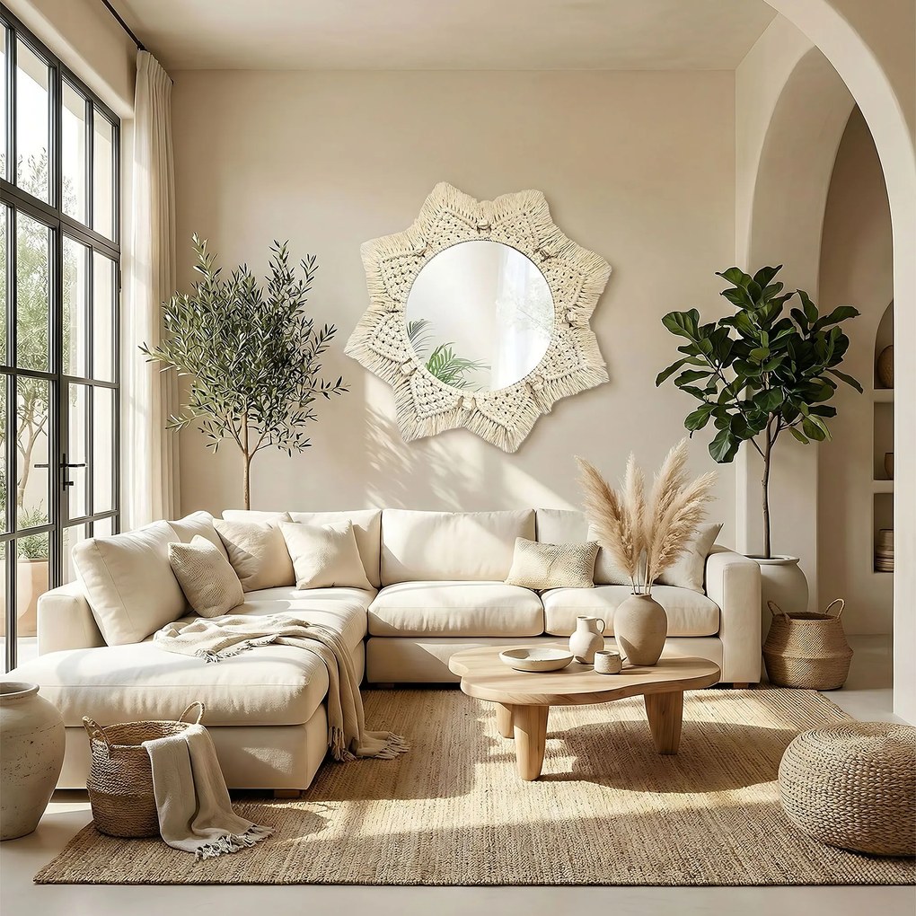 Tutumi Tutumi, nástenné zrkadlo Boho 53x53cm 322048, HOM-03004