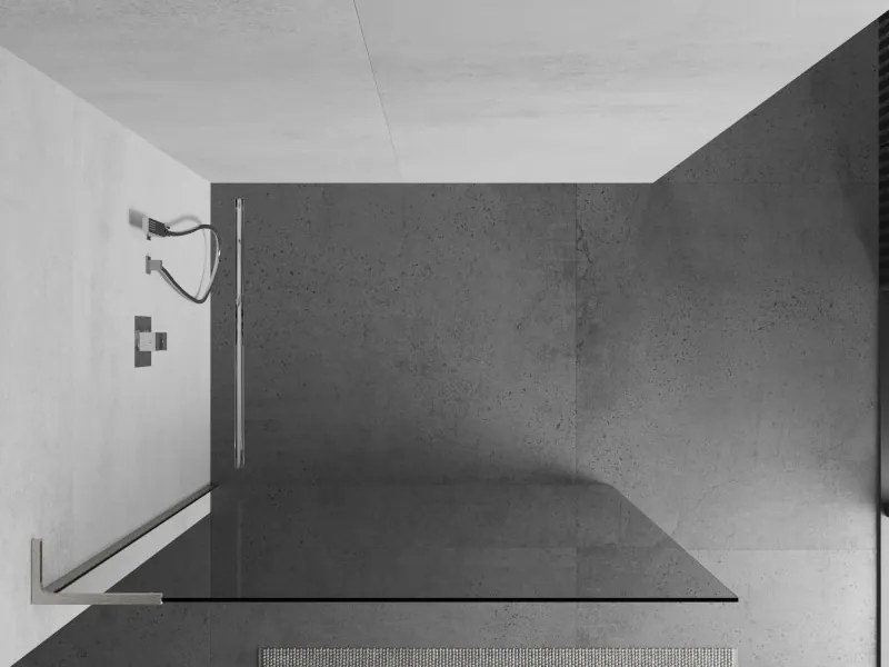 Mexen Kioto L, sprchová zástena Walk-In 85 x 200 cm, 8mm číre sklo, brúsená oceľ profil, 800-085-103-97-00