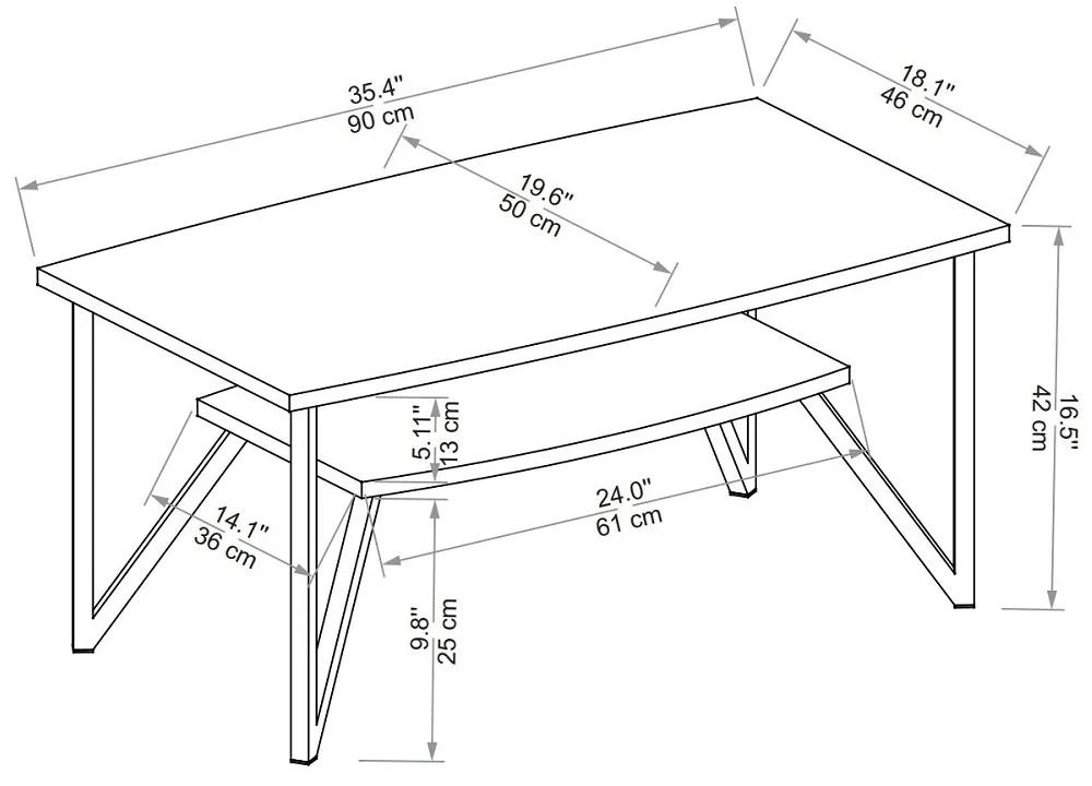 Dizajnový konferenčný stolík Eirlys 90 cm borovica