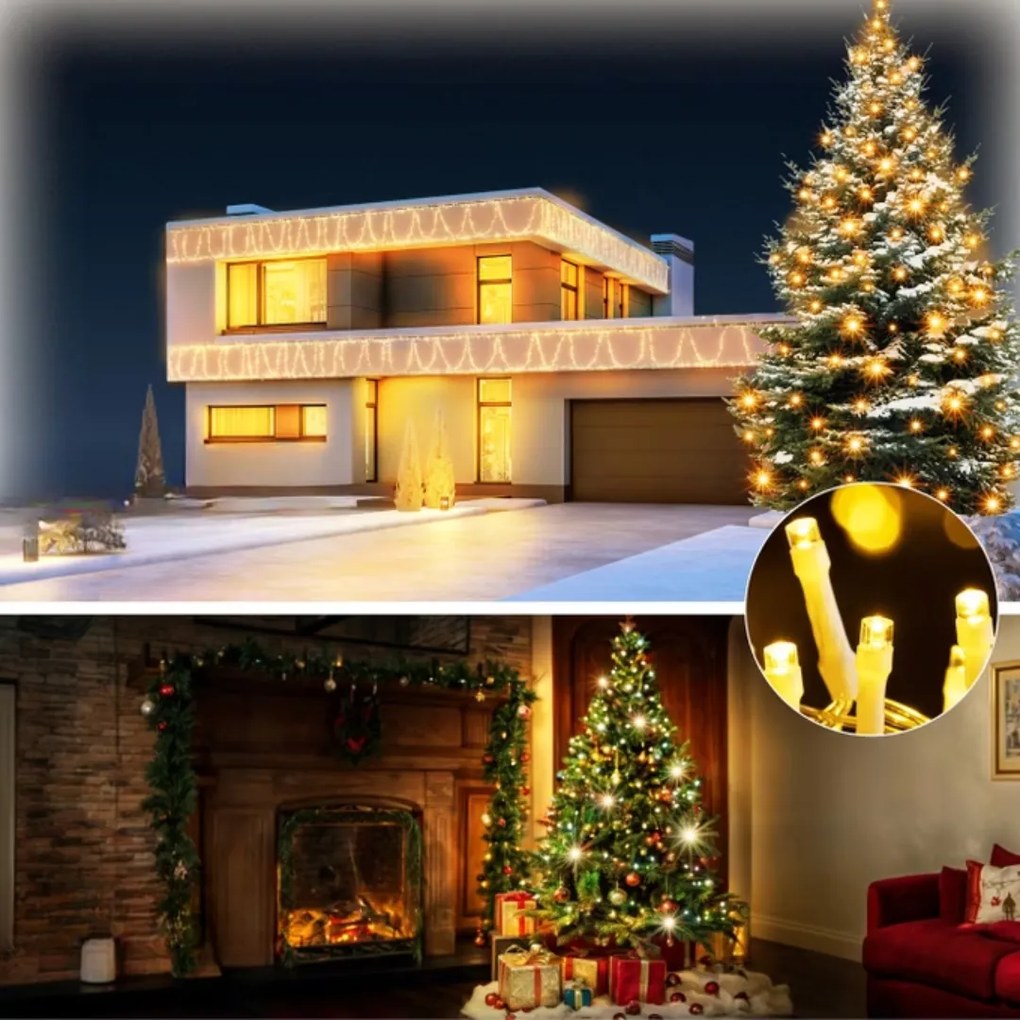 Vianočná svetelná reťaz SIMPLE, 60m, teplá biela Monzana