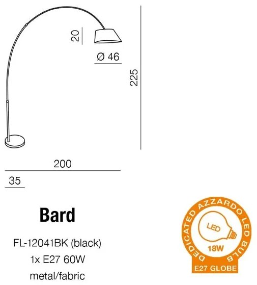 Moderné svietidlo AZZARDO BARD čierna AZ1125