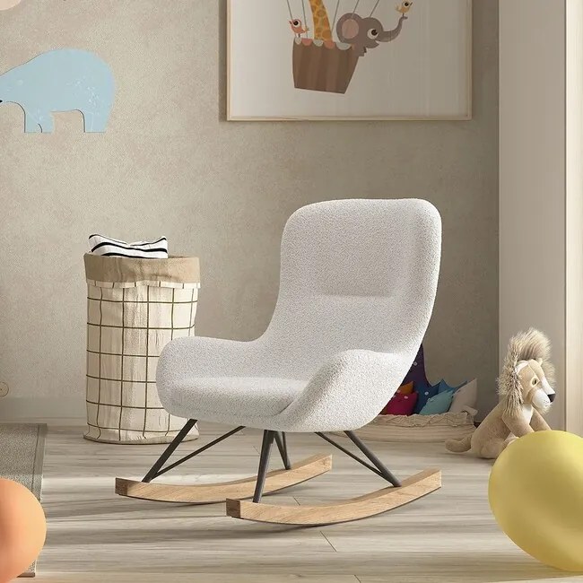 Detské hojdacie kreslo Rocky Mini bouclé biele