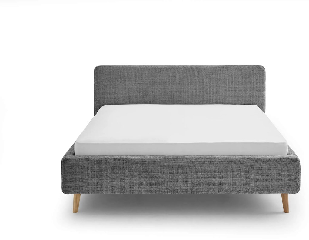 Dvojlôžková posteľ taupe s úložným priestorom 140 x 200 cm chenille antracit MUZZA