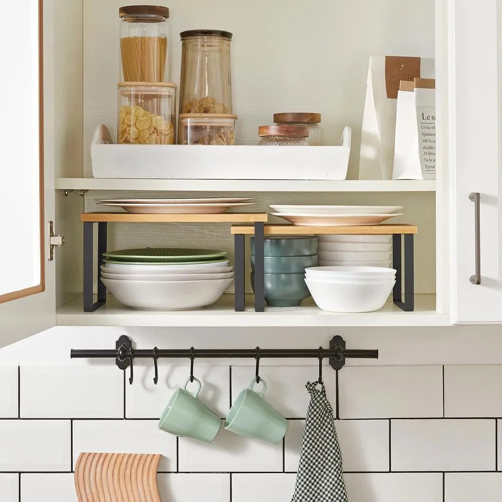 Sada bambusových organizérov CEZAR, 2ks, hnedá/čierna SongmicsHome