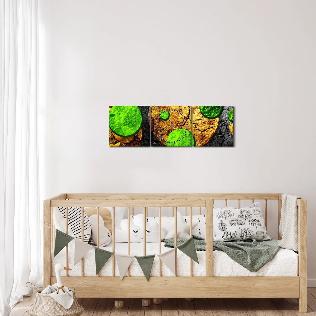 Obraz abstrakcie - Guľa (s hodinami) (90x30 cm)