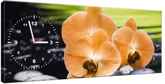 Tlačený obraz s hodinami Oranžová orchidea 100x40cm ZP1713A_1I