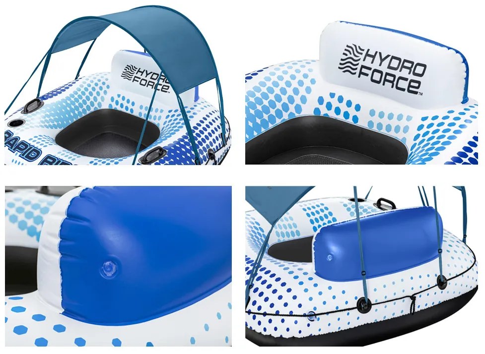 Nafukovací plavecký kruh Hydro-Force so strechou 123x123x51cm BESTWAY + sieťované dno + operadlo 43725