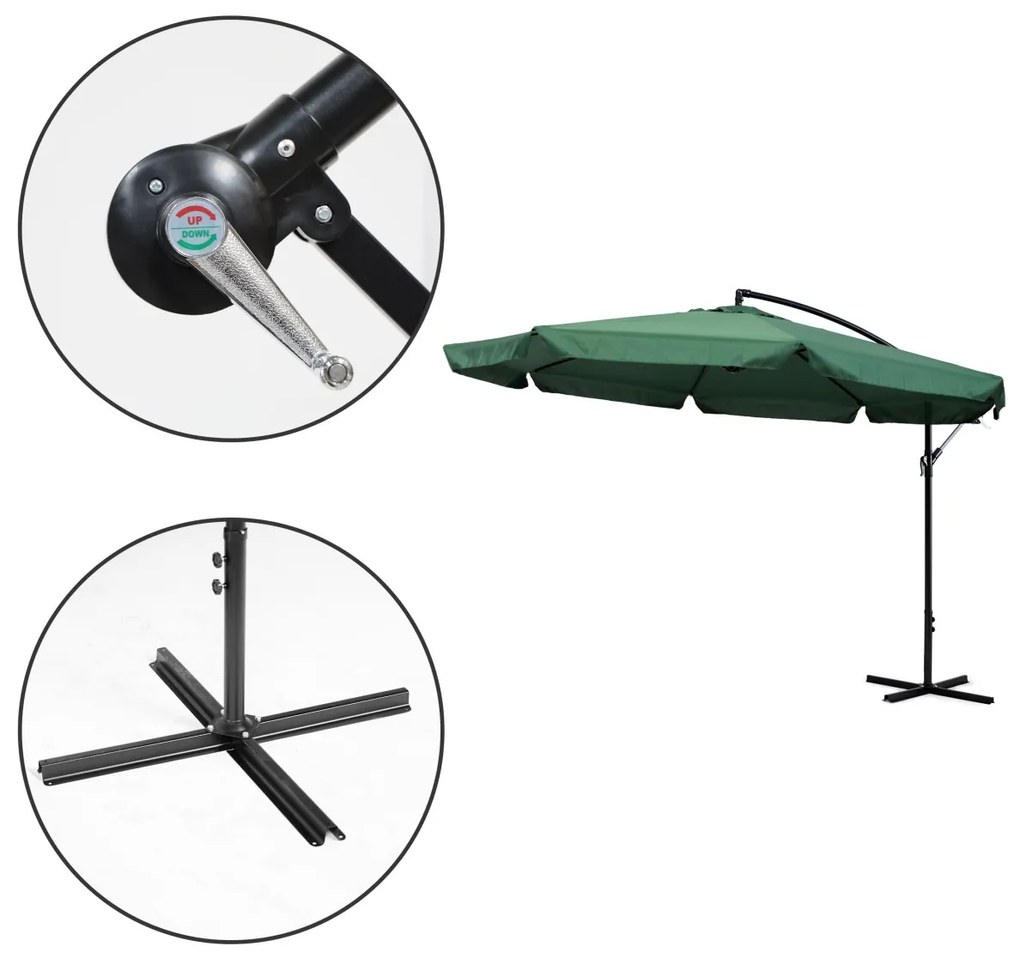 Záhradný slnečník Vlora 340 cm zelený