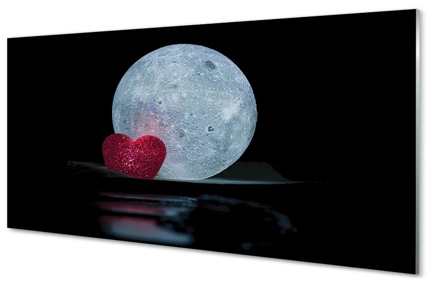 Obraz na skle srdcom Mesiaca 100x50 cm