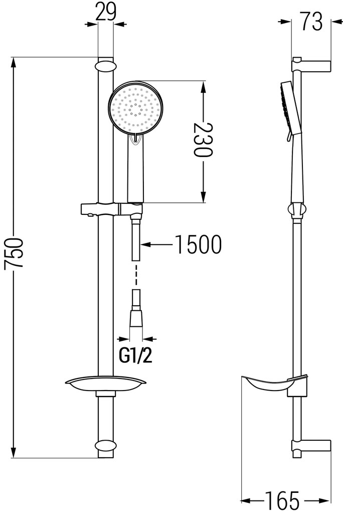 Mexen sprchový set DB75, čierna, 785754584-70