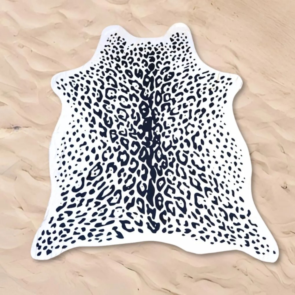 Osuška LEOPARD, čiernobiela 146 x 150 cm, 100% polyester