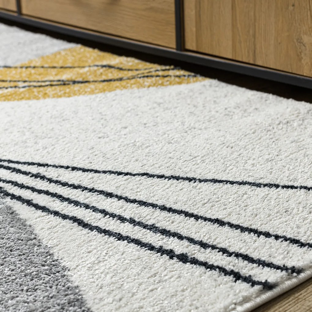 Kusový koberec Fusion 5868 white/yellow, 80x150, šedá, kancelária, Dywany Łuszczów