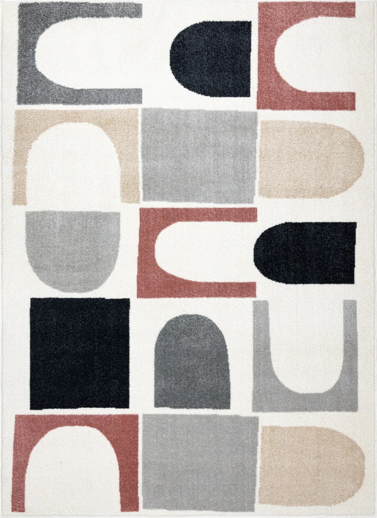 Dywany Łuszczów, Kusový koberec Fusion 0213 white/dark pink, 120x170, viacfarebná, kancelária