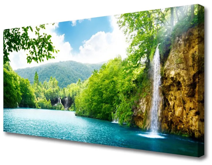 Obraz na plátne Vodopád jazero príroda 140x70cm
