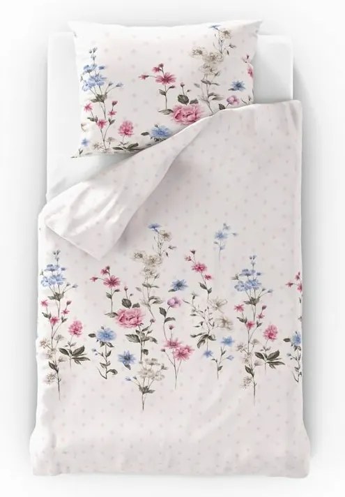 Kvalitex Bavlnené obliečky Delux Lúka ružová, 140 x 220 cm, 70 x 90 cm, 140 x 220 cm, 70 x 90 cm