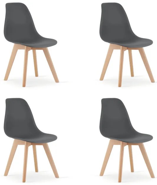 Set štyroch jedálenských stoličiek KITO tmavosivé / naturálne nohy (4 ks)
