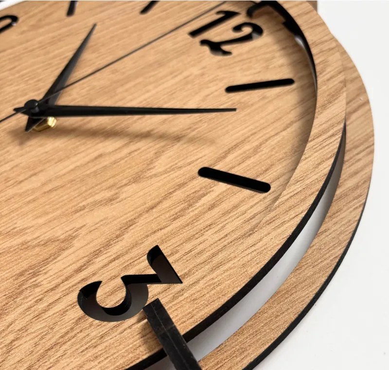 3D Nástenné hodiny Zlatý dub, tiché, moderné | SENTOP HDF0601-OAK