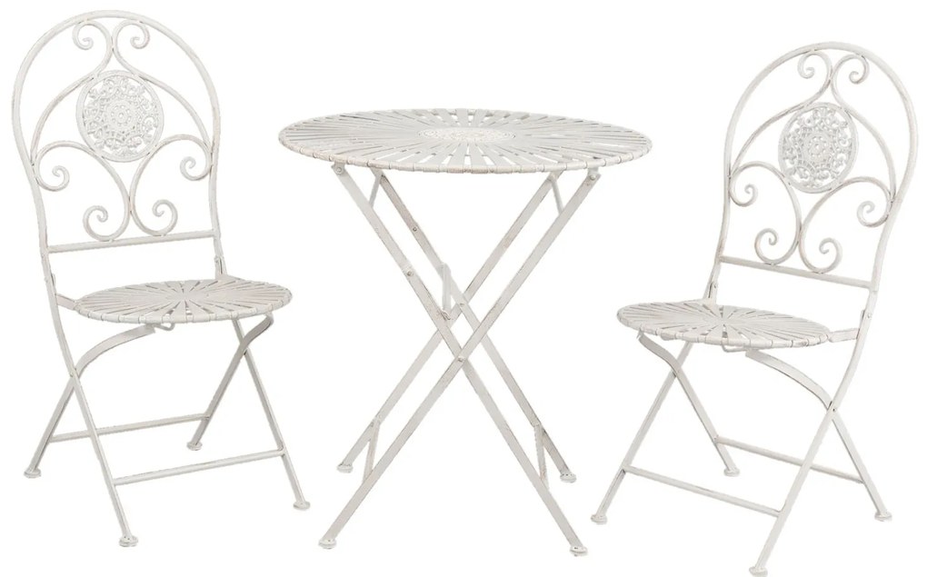 Záhradná skladací súprava - stôl + 2židle- Ø 70 * 76 cm / 42 * 54 * 93 cm (2)
