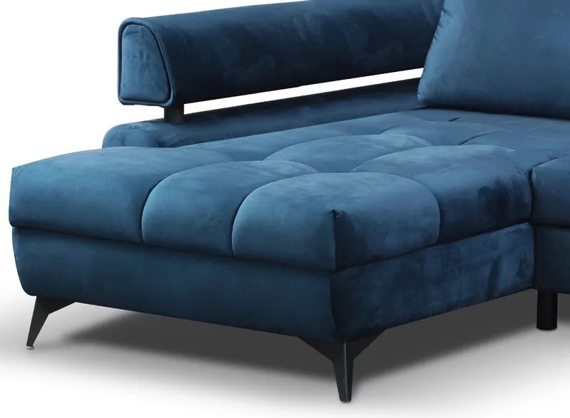 Rohová sedacia súprava Paris, modrá látka, ľavý roh