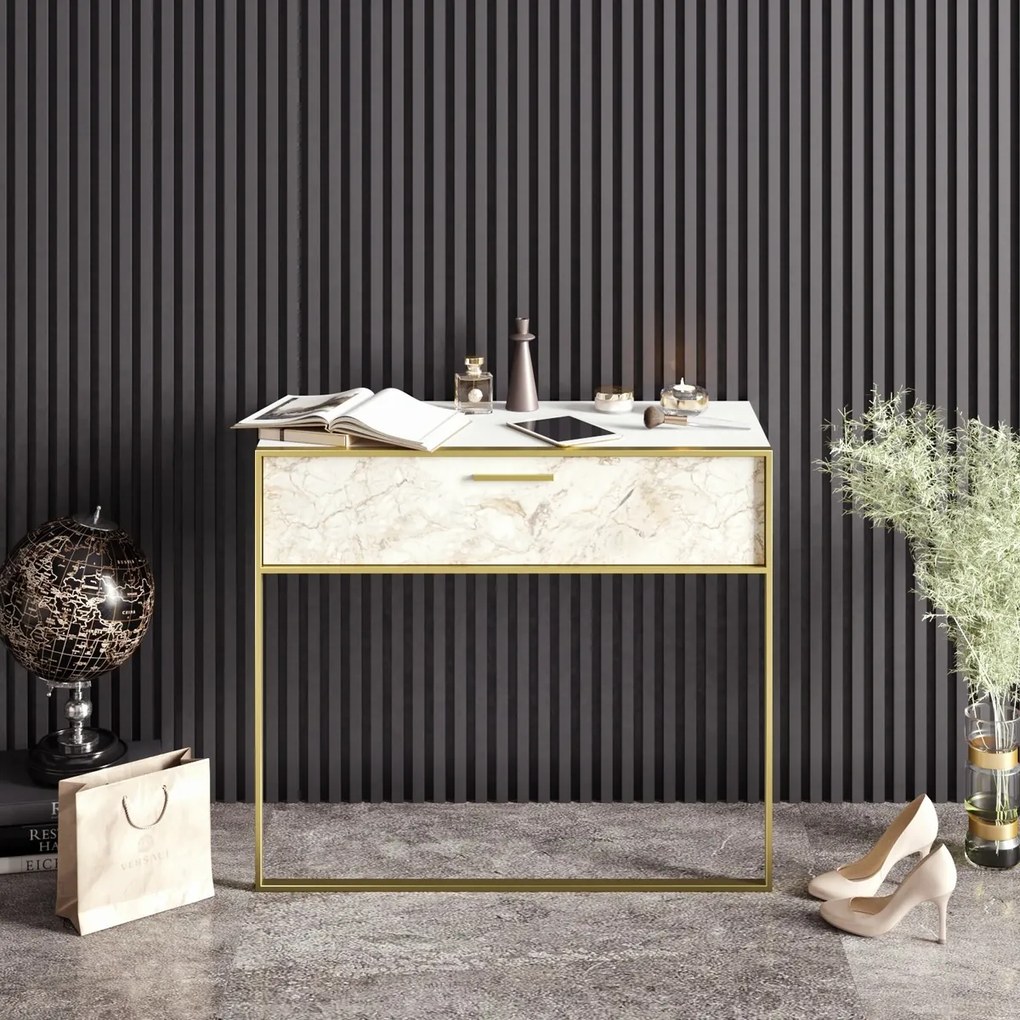 Dekoratívny stolík Polka White