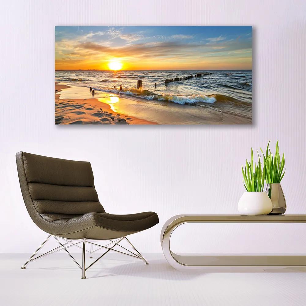 Obraz plexi More západ slnka pláž 120x60 cm