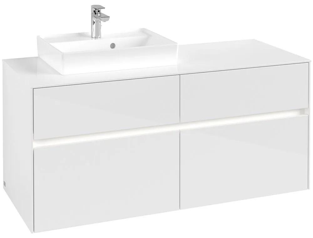 VILLEROY &amp; BOCH Collaro závesná skrinka pod umývadlo na dosku (umývadlo vľavo), 4 zásuvky, s LED osvetlením, 1200 x 500 x 548 mm, Glossy White, C071B0DH