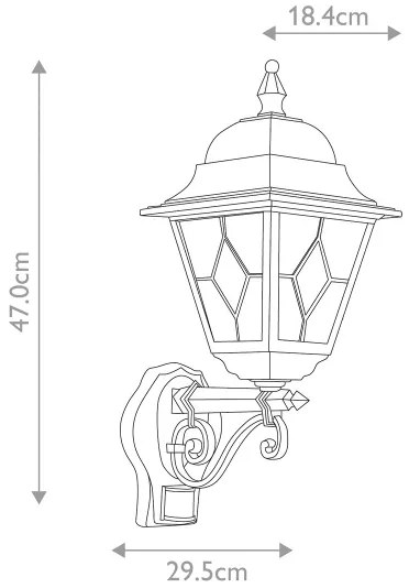 Elstead - Vonkajšie nástenné svietidlo so senzorom NORFOLK 1xE27/100W/230V IP43
