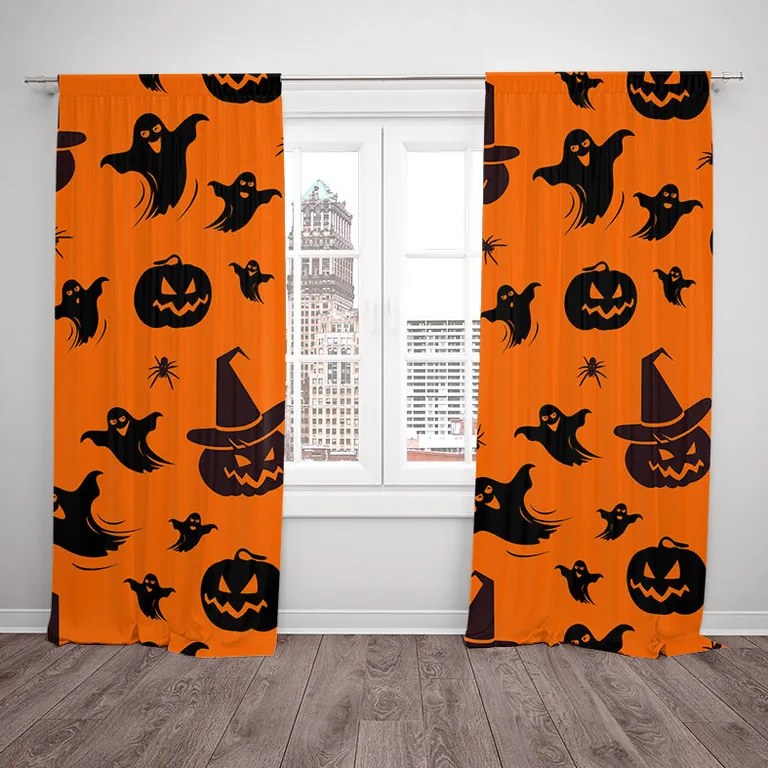 Závesy Halloween vzor 2 (Rozmer: 140x250, Materiál závěs: Interlock)