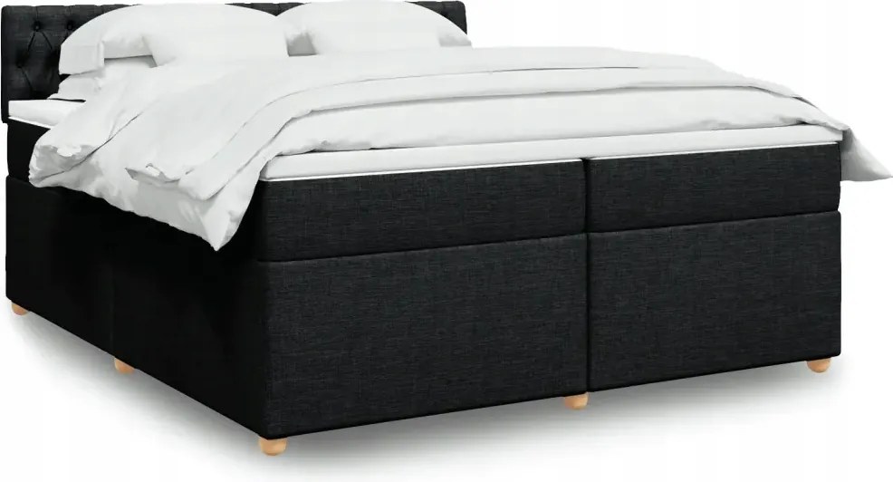 vidaXL Boxspring posteľ s matracom čierna 200x200 cm látka