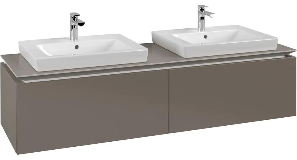 VILLEROY &amp; BOCH Legato závesná skrinka pod dve umývadlá, 2 zásuvky, 1600 x 500 x 380 mm, Truffle Grey, B69200VG