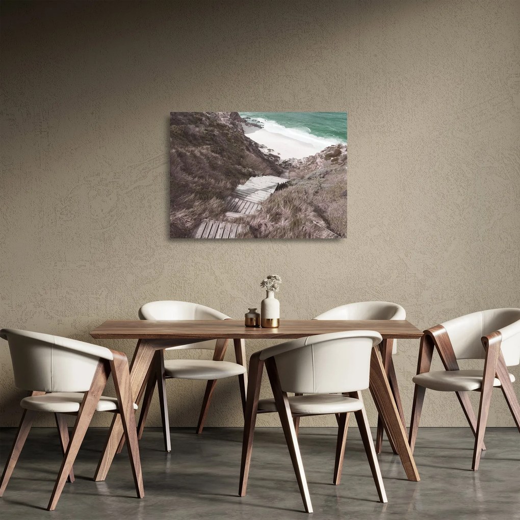 Sklenený obraz - Cesta k smaragdovému moru (70x50 cm)
