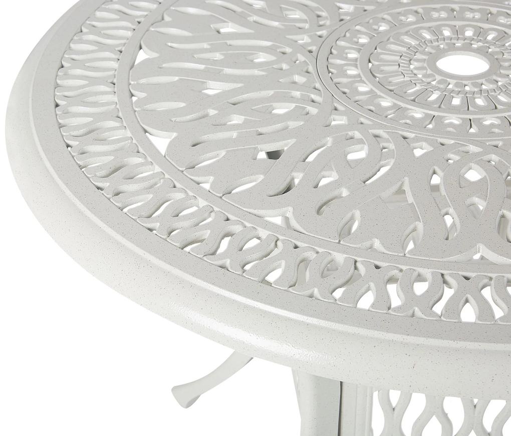 Záhradný stôl okrúhly hliníkový ⌀ 90 cm biely ANCONA Beliani