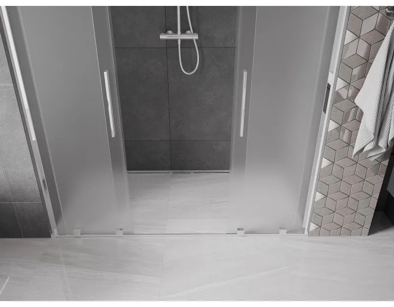 Mexen Velar L Duo, posuvné sprchové dvere do otvoru 200 cm, 8mm sklo námraza, chrómová, 871-200-003-32-01