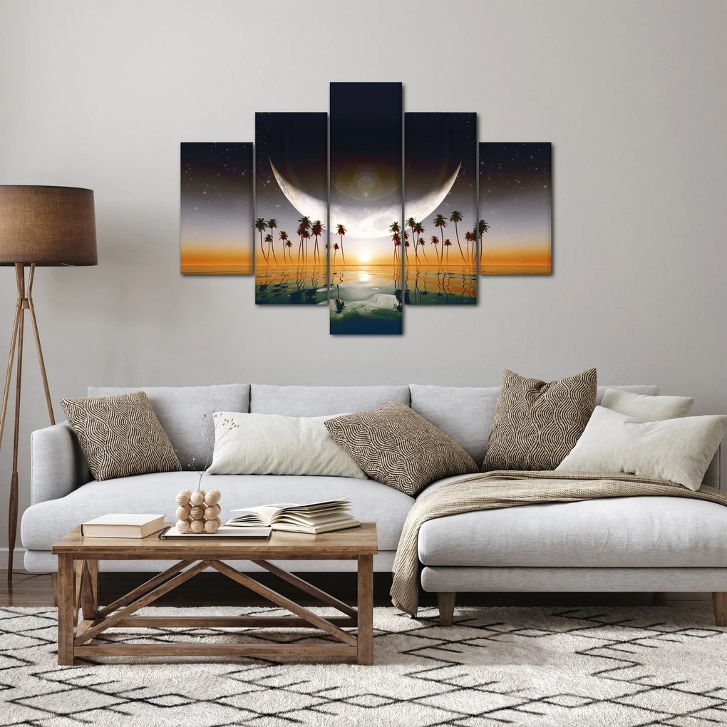 Obraz - Mesiac nad palmami (150x105 cm)