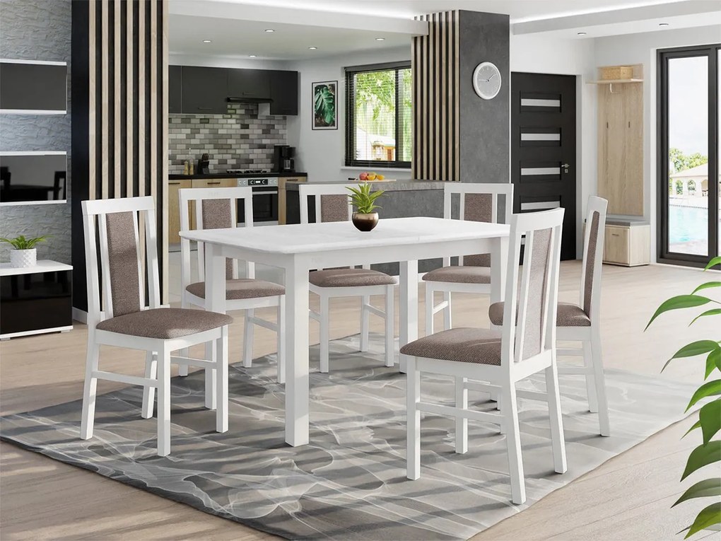 Rozkladací stôl so 6 stoličkami - AL65, Morenie: orech, Poťahové látky: Zetta 297