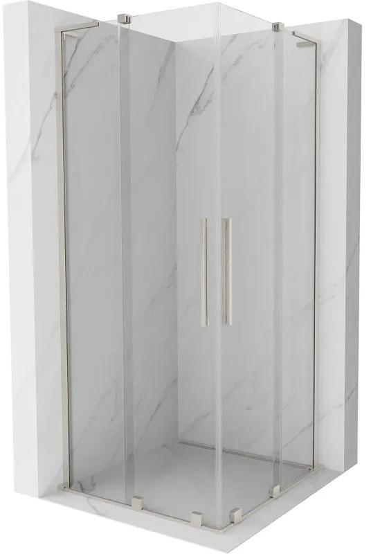 Mexen Velar L Duo, sprchový kút s posuvnými dverami 80 x 80 cm, 8mm číre sklo, brúsená oceľ, 871-080-080-02-03-97