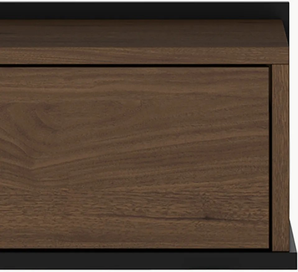 Závesný nočný stolík so zásuvkou Zenar 50 cm - orech elegant / čierny