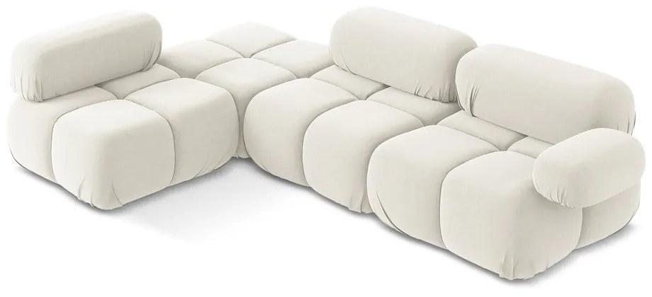 Biela zamatová modulárna rohová pohovka (ľavý roh) Lokua – Makamii