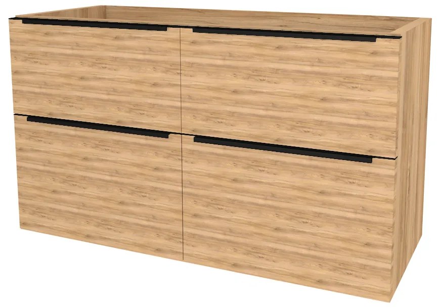 Mereo Mailo, kúpeľňová skrinka 121 cm, čierne madlo, Multidecor, Orech Pacifik prírodný, MER-CN593SBOPP2