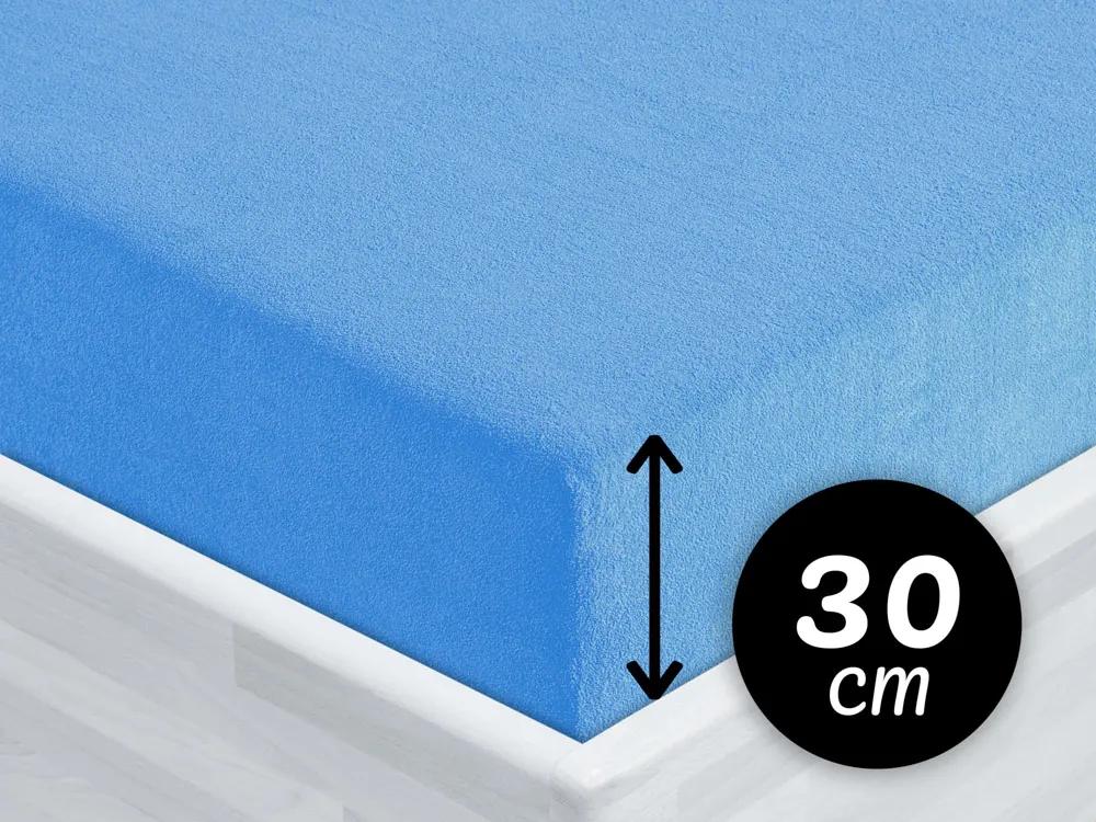 Froté napínacie prestieradlo na vysoký matrac FR-015 Svetlo modré 100 x 200 - výška 30 cm