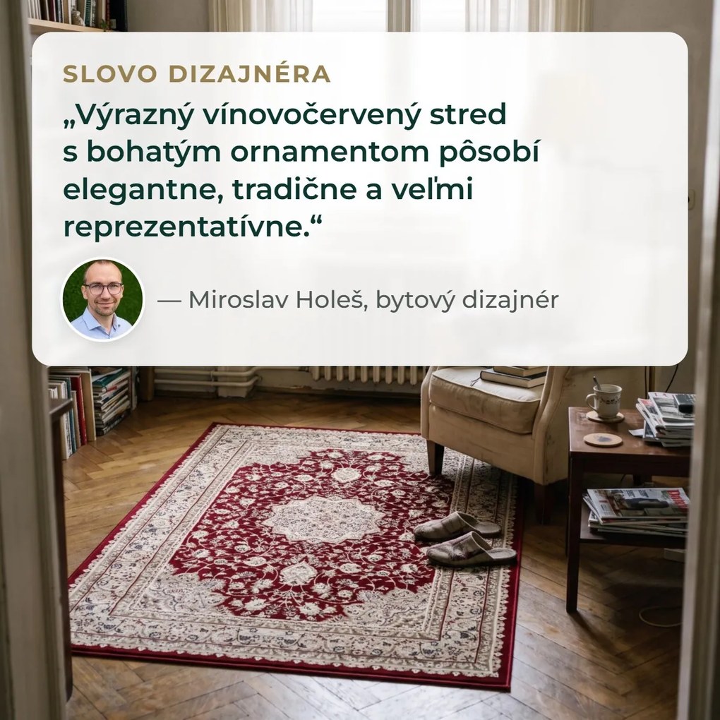 Angel Carpet, Kusový koberec Sultan 12 Red, 160x230, červená, kancelária