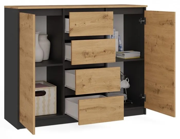 Komoda 2D4S 120 cm dub artisan/antracit