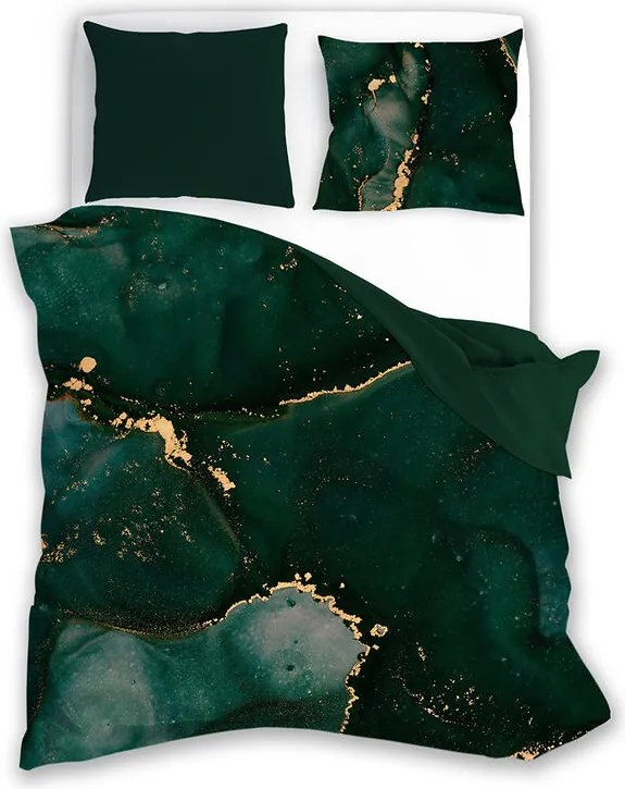 Saténové posteľné obliečky MINERÁLY tmavo zelené