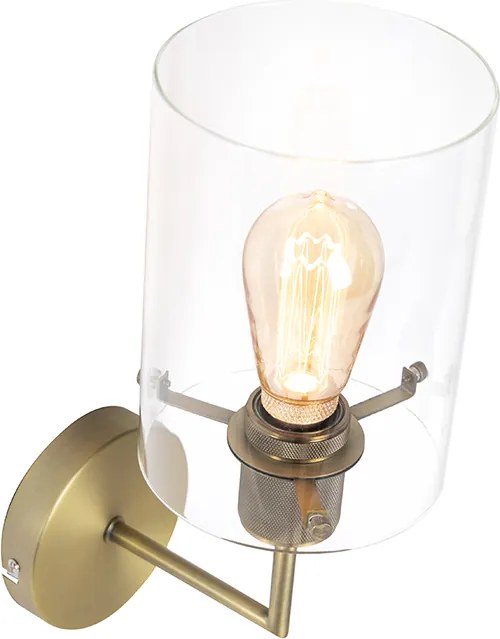 Moderná nástenná lampa bronzová so sklom - Dome